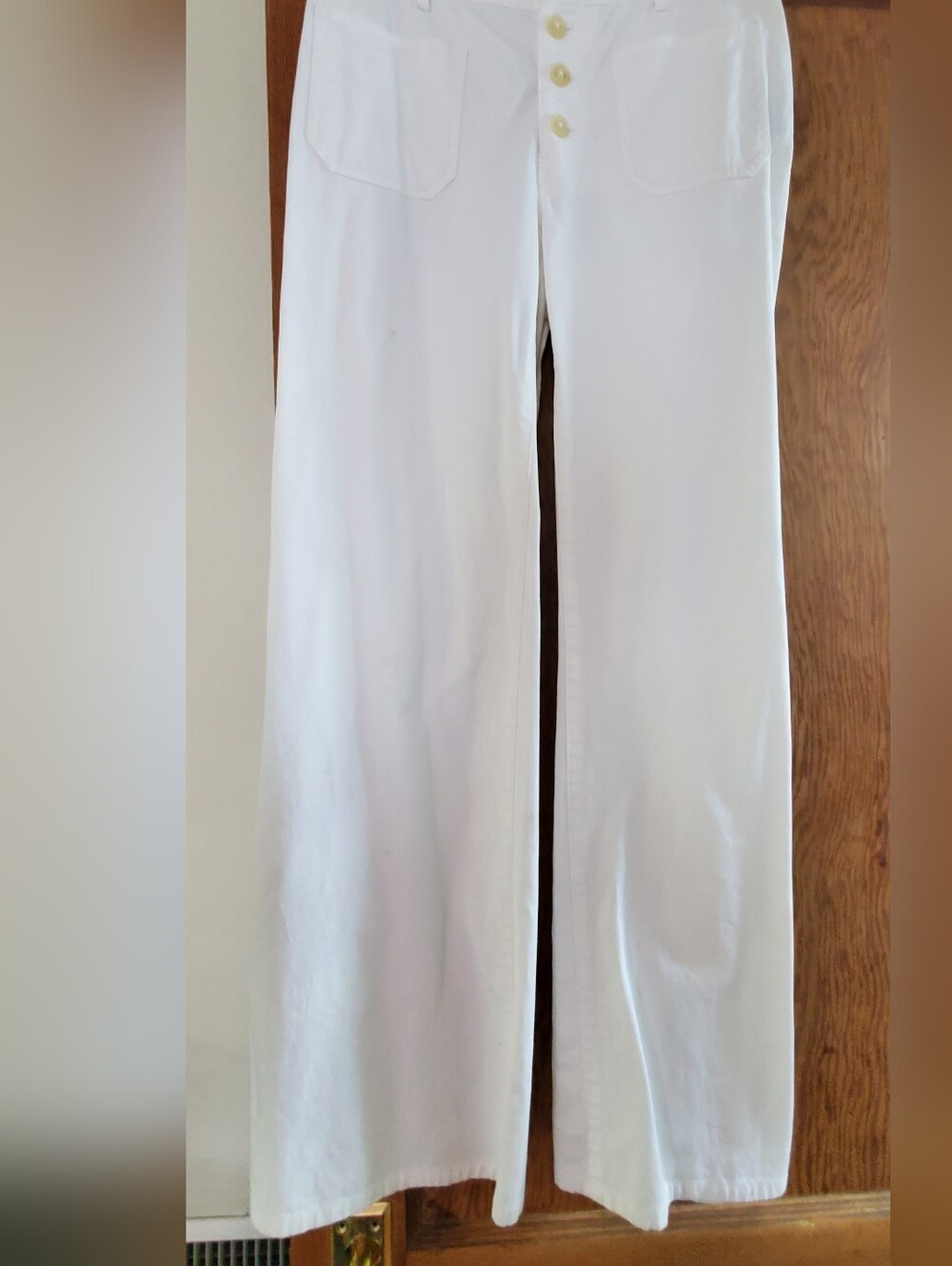 Ralph Lauren White Cotton Button Front Flares.
